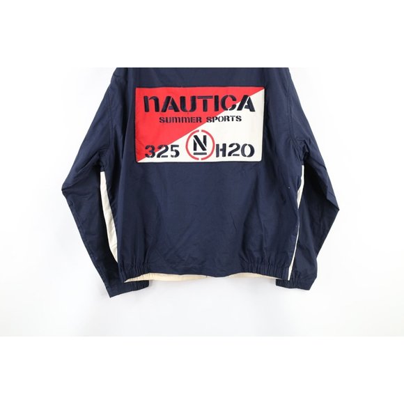 Vintage 90s Nautica Mens Medium Distressed Spell Out Sailing Windbreaker Jacket - Picture 11 of 14